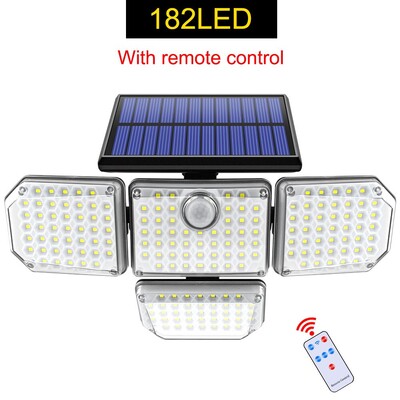 Solar Outdoor Light 182/112 LED Solar Security Flood Lighting με 3 λειτουργίες Ρυθμιζόμενη κεφαλή φωτισμού για αυλή κήπου γκαράζ