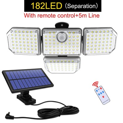 Solar Outdoor Light 182/112 LED Solar Security Flood Lighting με 3 λειτουργίες Ρυθμιζόμενη κεφαλή φωτισμού για αυλή κήπου γκαράζ
