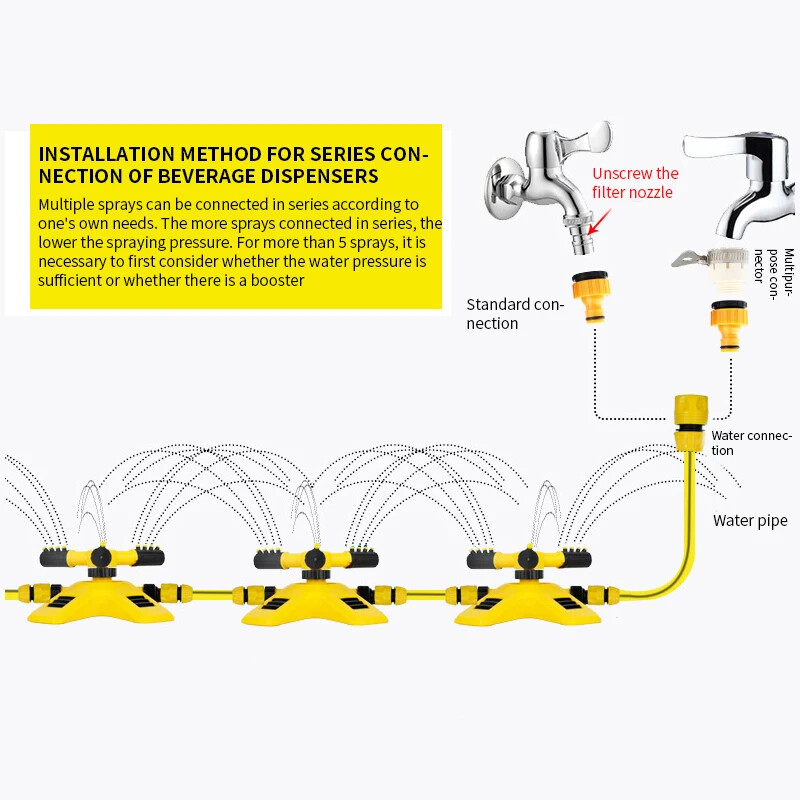 1 kom, automatska rotirajuća prskalica za 360 stupnjeva, navodnjavanje rasadnika, rotirajuća prskalica s tri vilice serije prskalica za zalijevanje, suha