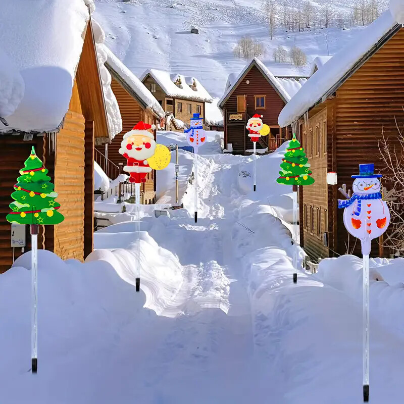 6PCS Božićna svjetla na solarni pogon Solarna božićna dekoracija LED svjetla Vanjska vodootporna vrtna staza Blagdanska 870