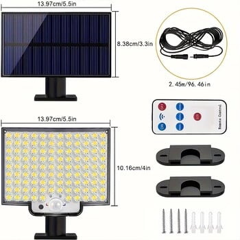 Super Bright 106 LED Solar split τοίχου φωτιστικό 3 τρόπων αδιάβροχο αισθητήρα κίνησης φωτιστικά ηλιακό φωτιστικό για κήπο αίθριο γκαράζ πίσω αυλή