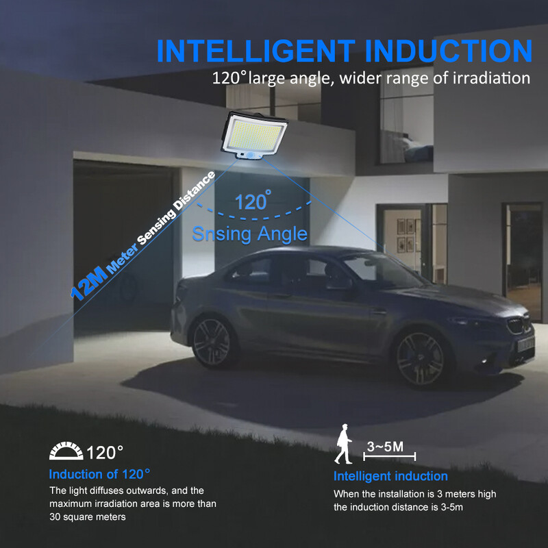 Solarna svjetla Vanjski vodootporan 106/234LED solarni senzor kretanja Reflektor 3 načina osvjetljenja Solarna sigurnosna svjetiljka Garažna ograda