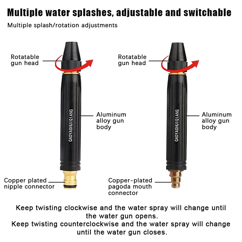 Többfunkciós nagynyomású kerti szórópisztoly, állítható kézi tömlőfúvóka öntöző Kertészeti szerszám Vízöntöző cső