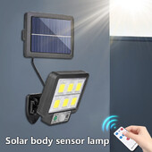 Vanjska led solarna svjetiljka Zidna svjetiljka za trijem s daljinskim upravljačem COB senzor pokreta Ljudsko tijelo Infracrvena garažna vrtna rasvjeta