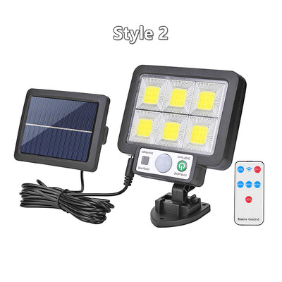 Vanjska led solarna svjetiljka Zidna svjetiljka za trijem s daljinskim upravljačem COB senzor pokreta Ljudsko tijelo Infracrvena garažna vrtna rasvjeta