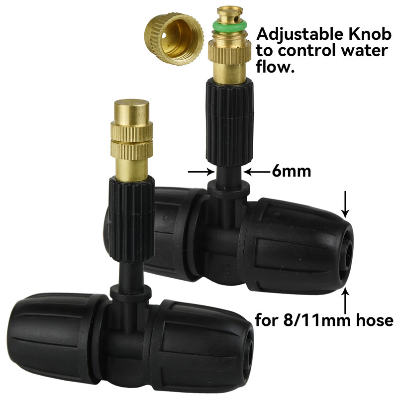5 vnt. purškiamas žalvarinis purkštuvo antgalis, skirtas 8/11 mm 3/8 colių žarnai, automatinei sodo laistymo sistemai, purškiamai dulkių mažinimo purkštuvui terasai