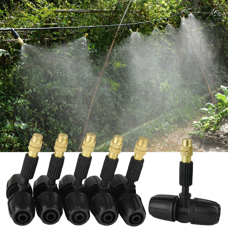 5 vnt. purškiamas žalvarinis purkštuvo antgalis, skirtas 8/11 mm 3/8 colių žarnai, automatinei sodo laistymo sistemai, purškiamai dulkių mažinimo purkštuvui terasai