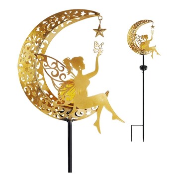 Solar Moon Fairy Lamp Εξωτερικός κήπος Σιδερένιο Λουλούδι Fairy Ground Φωτιστικό εισαγωγής Γρασίματος Αυλής Διακοσμητικό Φως