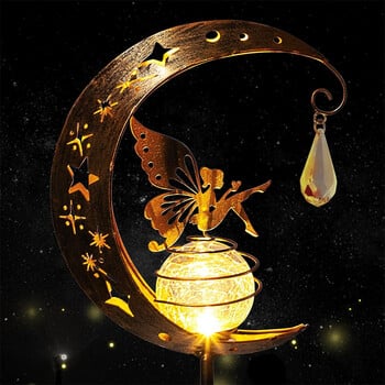 Solar Moon Fairy Lamp Εξωτερικός κήπος Σιδερένιο Λουλούδι Fairy Ground Φωτιστικό εισαγωγής Γρασίματος Αυλής Διακοσμητικό Φως