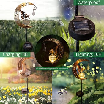 Solar Moon Fairy Lamp Εξωτερικός κήπος Σιδερένιο Λουλούδι Fairy Ground Φωτιστικό εισαγωγής Γρασίματος Αυλής Διακοσμητικό Φως