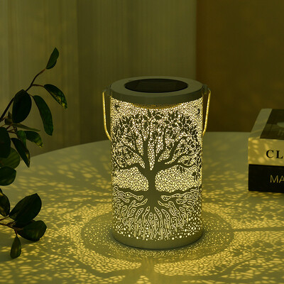 Kreativna nova svjetiljka za stablo od kovanog željeza, vanjsko dvorište, solarna svjetiljka za promatranje, dekorativna atmosfera, šuplja viseća svjetiljka, luster