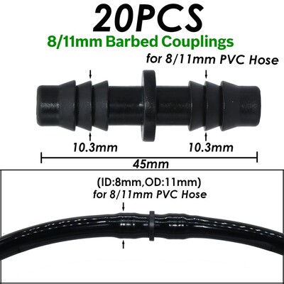 KESLA dārza pilienveida apūdeņošanas savienotājs 8/11 mm līdz 4/7 mm šļūtene 3/8 collu līdz 1/4 collu laistīšanas caurules bloķēšanas t-veida elkoņa gala spraudņi cauruļu adapteris