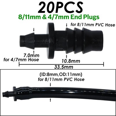 KESLA dārza pilienveida apūdeņošanas savienotājs 8/11 mm līdz 4/7 mm šļūtene 3/8 collu līdz 1/4 collu laistīšanas caurules bloķēšanas t-veida elkoņa gala spraudņi cauruļu adapteris