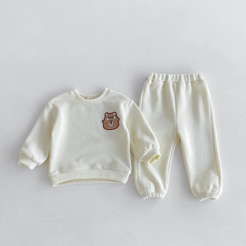 INS korėjietiška versija 2024 rudens nauji maži ir vidutinio dydžio vaikiški kostiumai medvilnė mielas animacinis berniukų ir mergaičių kūdikių vaikiški rūbai dviejų dalių kostiumėlis