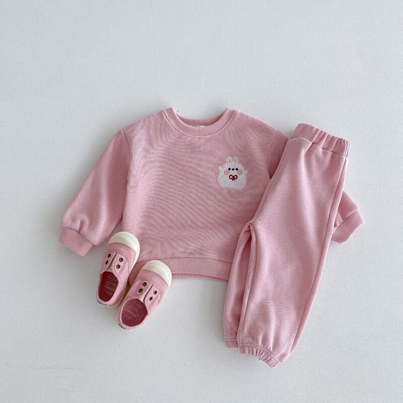 INS korėjietiška versija 2024 rudens nauji maži ir vidutinio dydžio vaikiški kostiumai medvilnė mielas animacinis berniukų ir mergaičių kūdikių vaikiški rūbai dviejų dalių kostiumėlis