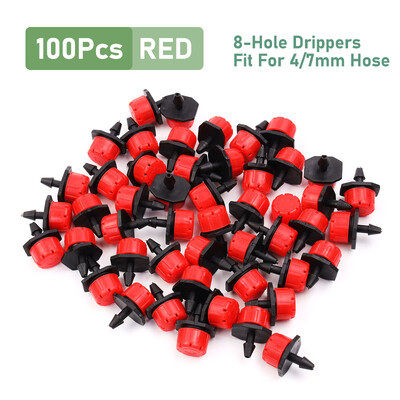 50/100 KOM. Podesiva kapaljka za 4/7 mm crijevo za navodnjavanje vrta, raspršivač za navodnjavanje, emiter 0-80 L/H za staklenik u dvorištu