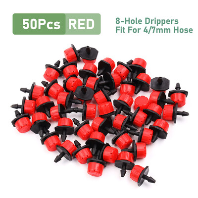 50/100 KOM. Podesiva kapaljka za 4/7 mm crijevo za navodnjavanje vrta, raspršivač za navodnjavanje, emiter 0-80 L/H za staklenik u dvorištu