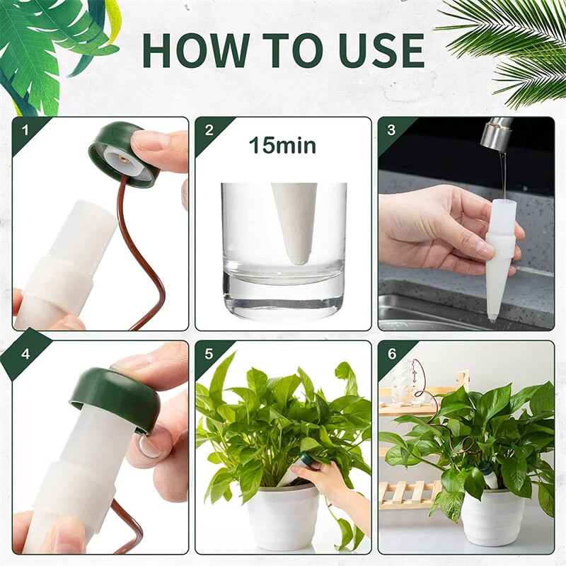 Augu pašlaistīšanas ierīce Automātiskā laistīšanas smailes stabiņš Augu pašpilināmā apūdeņošana, lēnas darbības ūdens pilinātājs ielietajam augam