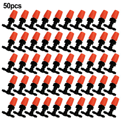 50gab. Mikro pilienu regulējama apūdeņošanas sistēma Laistīšanas smidzinātāji Pilinātāji Sprauslas Viena galviņa oranža laistīšanas izstarotāji