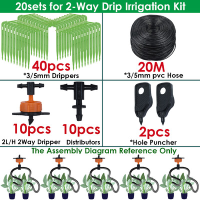 KESLA siltumnīcas pilienveida apūdeņošana 2 virzienu 3/5 mm pilināmā bultiņa raidītāja automātiskā laistīšanas sistēma podu stādu zāliena dārzam 10/20 komplekts