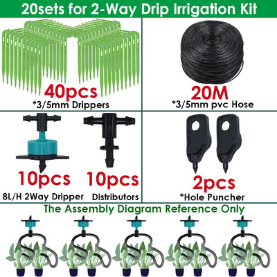 KESLA siltumnīcas pilienveida apūdeņošana 2 virzienu 3/5 mm pilināmā bultiņa raidītāja automātiskā laistīšanas sistēma podu stādu zāliena dārzam 10/20 komplekts