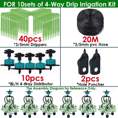 KESLA siltumnīcas pilienveida apūdeņošana 2 virzienu 3/5 mm pilināmā bultiņa raidītāja automātiskā laistīšanas sistēma podu stādu zāliena dārzam 10/20 komplekts