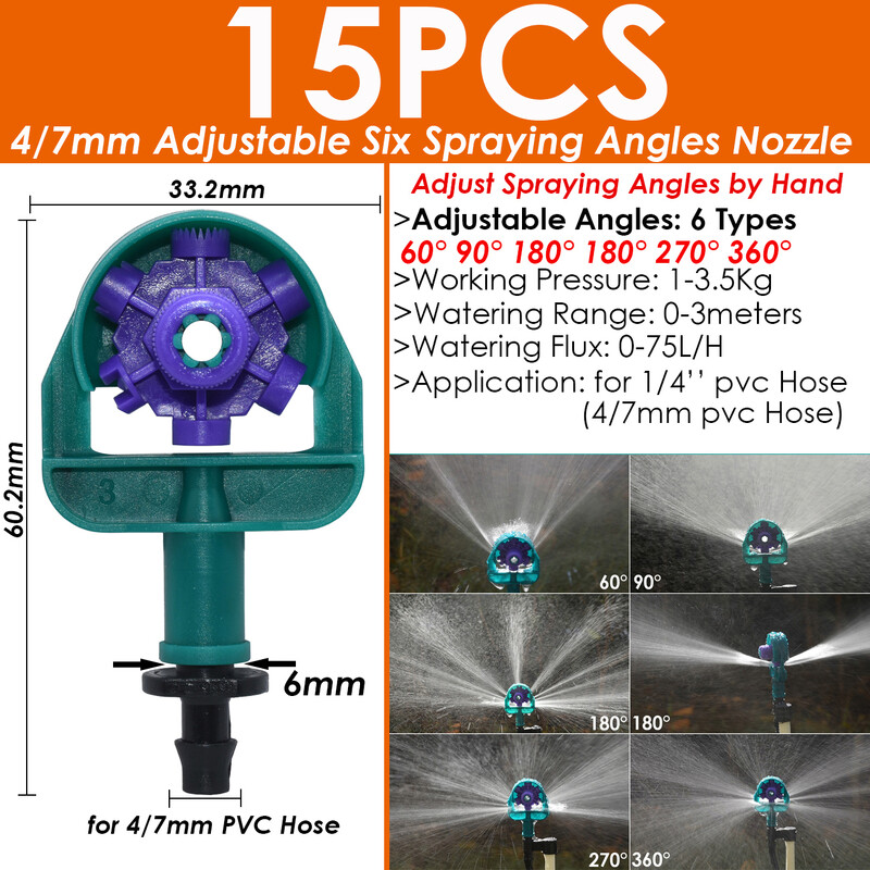 SPRYCLE dārza pilienveida apūdeņošanas laistīšanas smidzināšanas smidzinātāju izstarotāji 4/7 mm 1/4 collu šļūtenes savienotāja staba pilinātāja rotējošajam uzgalim