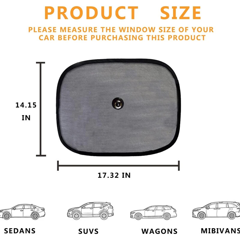 2 gab. Automašīnas loga abažūrs sānu logam Auto Supplies Tīkla saulessargu komplekts Elpojošs automašīnas sauļošanās loga saulessargs