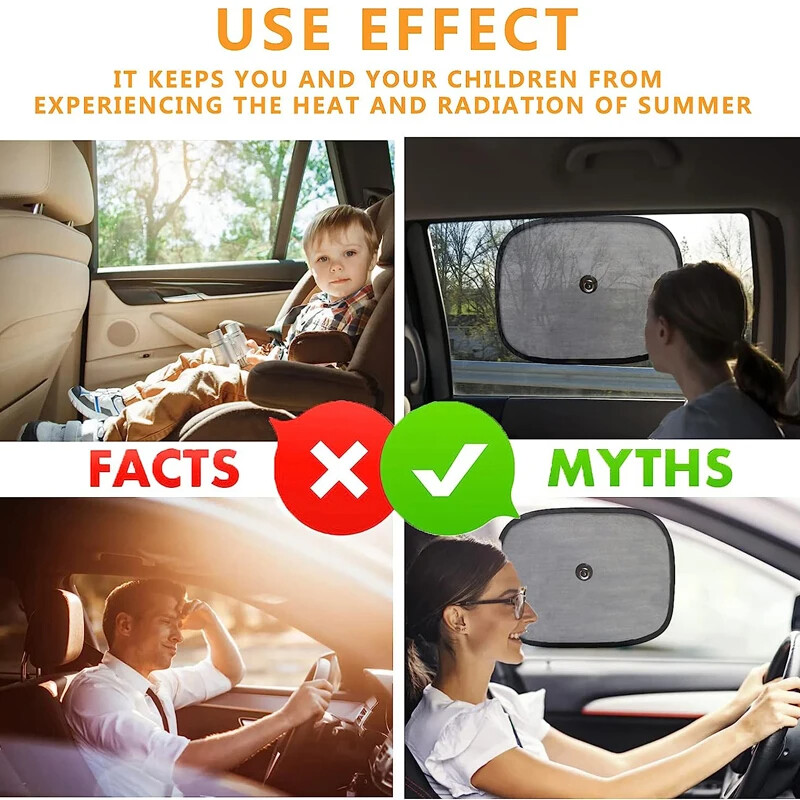 2 gab. Automašīnas loga abažūrs sānu logam Auto Supplies Tīkla saulessargu komplekts Elpojošs automašīnas sauļošanās loga saulessargs