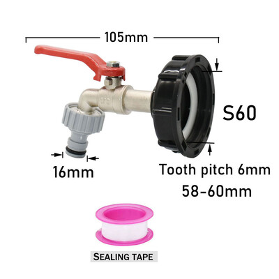 IBC jaucējkrāna adapteris S60x6 uz 16 mm nipelis ātrā savienotāja krāns 1000 litru tonnu mucas sakausējuma dārza šļūtenei