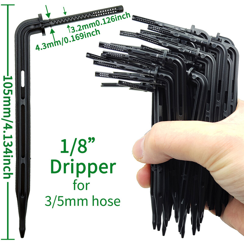 Siltumnīcas pilienveida apūdeņošanas komplekts Automātiskā dārza laistīšanas sistēma 4 virzienu 4/7 mm līdz 3/5 mm šļūtenes pilinātājs podos augu dārzeņu pundurkociņam