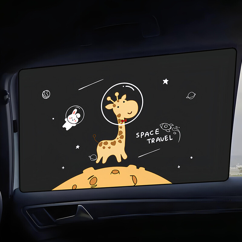Suncobran na bočnom prozoru iz crtića, slatka žirafa, magnetska zavjesa za zaštitu od sunca, magnet za UV zaštitu, paraso zavjesa za prozor automobila za dijete