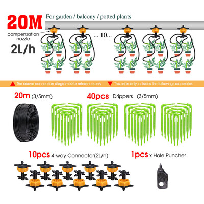 2L/4L/8L vrtni sustav za automatsko navodnjavanje Staklenik Komplet za navodnjavanje travnjaka kap po kap 3/5 mm 4-smjerni odašiljač sa strelicom za kapanje Biljka u saksiji