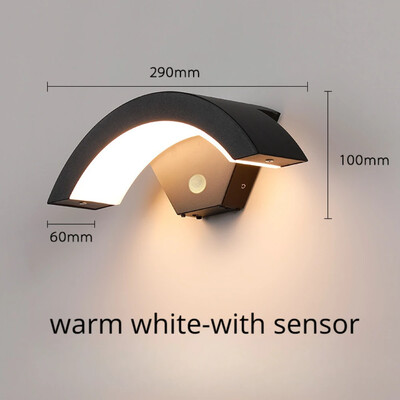 Moderna āra ūdensnecaurlaidīga sienas lampa Cilvēka ķermeņa indukcijas lampa Veranda Dārza lampas Alumīnija mājas apgaismojums Dekoratīvie sienas lukturi