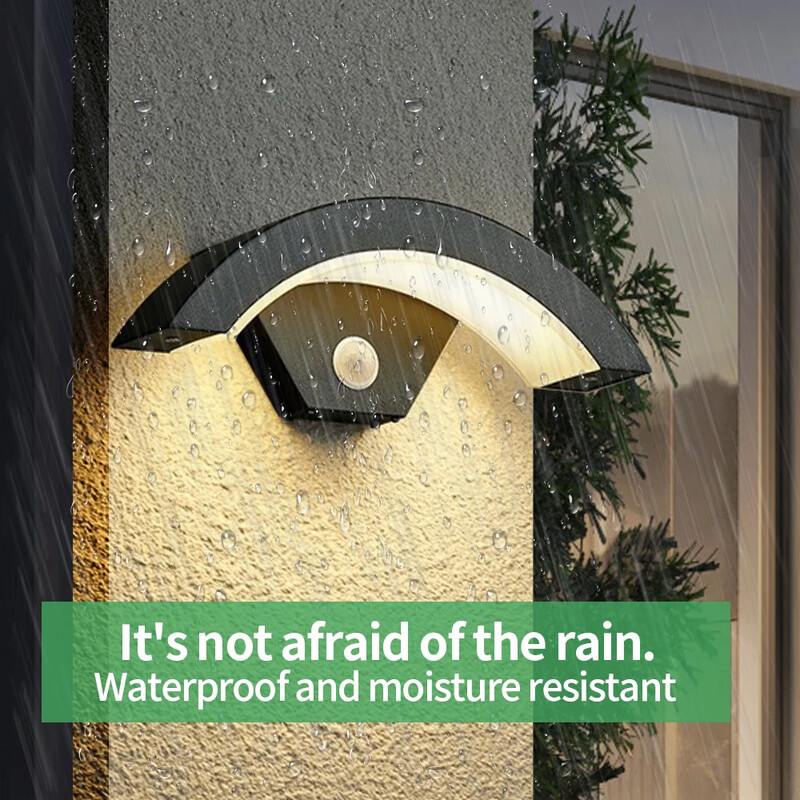 Moderna āra ūdensnecaurlaidīga sienas lampa Cilvēka ķermeņa indukcijas lampa Veranda Dārza lampas Alumīnija mājas apgaismojums Dekoratīvie sienas lukturi