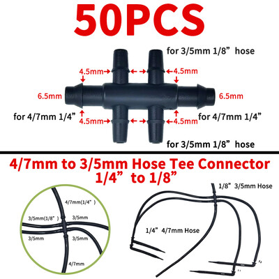 OASIS 50PCS Bend Arrow Dripper Mikro pilināmā apūdeņošanas komplekts emitētāji 3/5 mm šļūtenēm Dārza laistīšanas taupīšanas mikro pilināmā siltumnīcai
