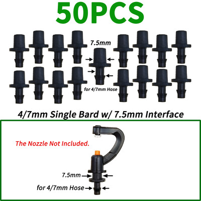 OASIS 50PCS Bend Arrow Dripper Mikro pilināmā apūdeņošanas komplekts emitētāji 3/5 mm šļūtenēm Dārza laistīšanas taupīšanas mikro pilināmā siltumnīcai