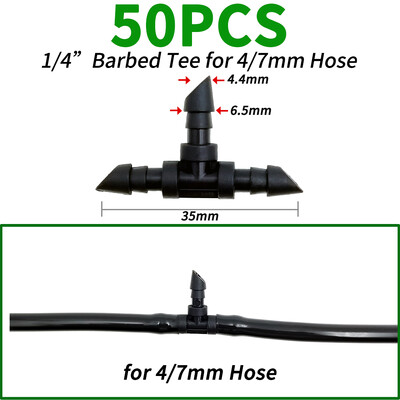 OASIS 50PCS Bend Arrow Dripper Mikro pilināmā apūdeņošanas komplekts emitētāji 3/5 mm šļūtenēm Dārza laistīšanas taupīšanas mikro pilināmā siltumnīcai