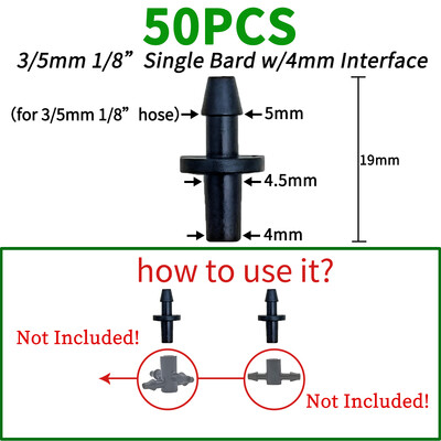 OASIS 50PCS Bend Arrow Dripper Mikro pilināmā apūdeņošanas komplekts emitētāji 3/5 mm šļūtenēm Dārza laistīšanas taupīšanas mikro pilināmā siltumnīcai