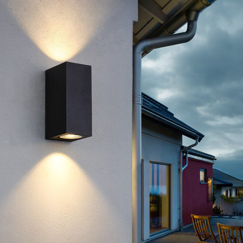 LED sienas lampa āra IP65 ūdensnecaurlaidīga GU10 augšējā apakšējā apgaismojuma verandas pagalma apgaismojums iekštelpu un āra dekoratīvā sienas lampa