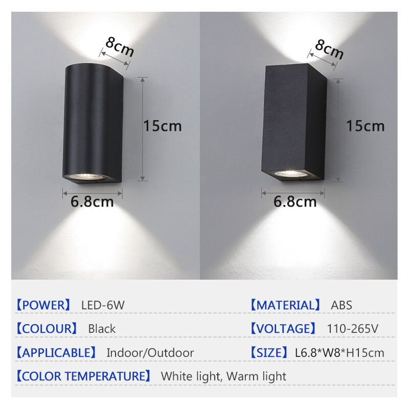 LED sienas lampa āra IP65 ūdensnecaurlaidīga GU10 augšējā apakšējā apgaismojuma verandas pagalma apgaismojums iekštelpu un āra dekoratīvā sienas lampa