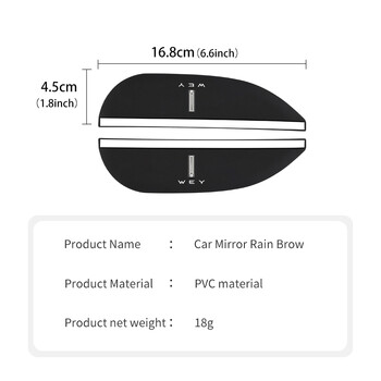 2 τμχ Πλαϊνός καθρέφτης αυτοκινήτου Rain Eyebrow Universal For WEY TANK 300 500 Tank300 Tank500 Splash Guard Mudguards