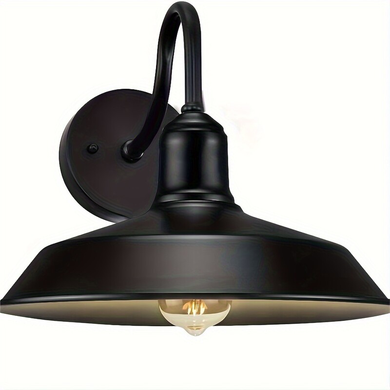 Vintage Gooseneck Barn zidna svjetiljka - mat crna, vanjska zidna svjetiljka, pametni vanjski svijećnjak s omogućenom Alexa, jednostavna instalacija