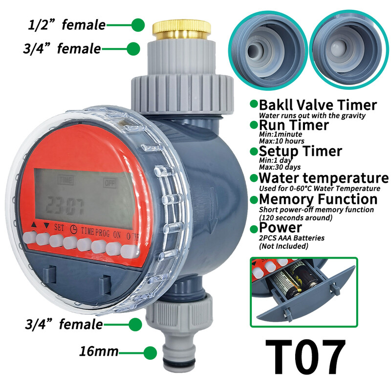 Lodveida vārstu automātiskā elektroniskā laistīšanas taimera pilienveida apūdeņošanas LCD apūdeņošanas kontroliera sistēma dārza pagalma siltumnīcai