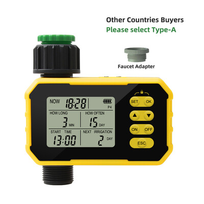 Yieryi Solar Charging Watering Timer Digital Irrigator Timer 4 Programs Αισθητήρας βροχής Βαλβίδα νερού Ελεγκτής καταιονισμού για εξωτερικούς χώρους