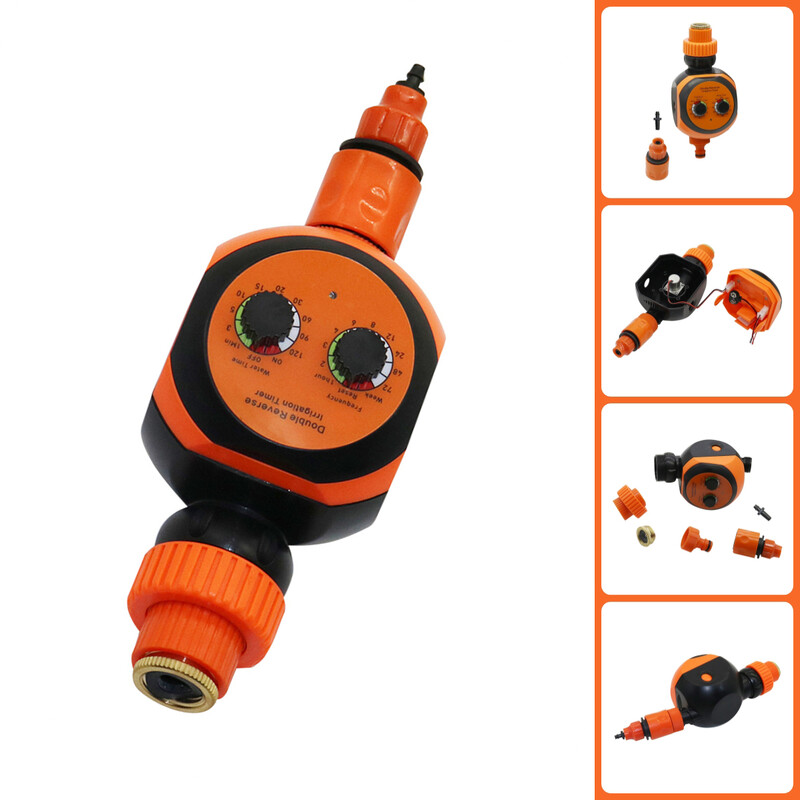 1 komplekts oranža elektroniskā ciparnīca Ūdens taimeris Dārza siltumnīcas automātiskās apūdeņošanas inteliģentais kontrolieris 4/7mm 8/11mm šļūtenei