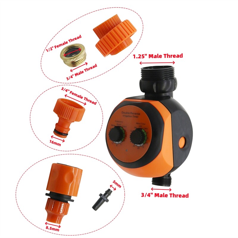 1 komplekts oranža elektroniskā ciparnīca Ūdens taimeris Dārza siltumnīcas automātiskās apūdeņošanas inteliģentais kontrolieris 4/7mm 8/11mm šļūtenei