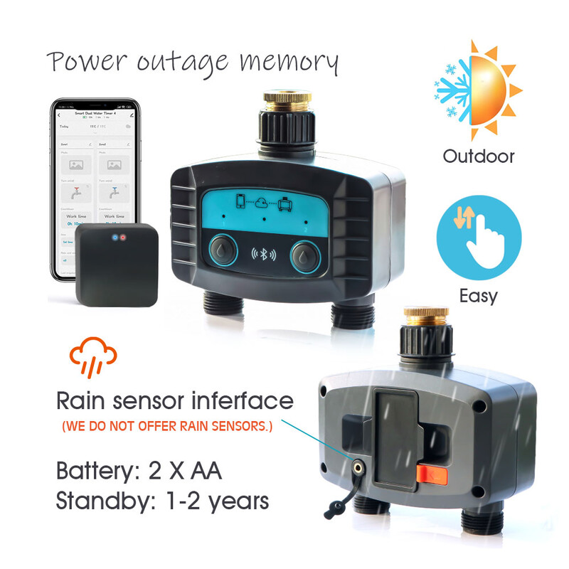 2-smjerni WiFi/Bluetooth kompatibilan Garden Smart Water Timer Elektromagnetski ventil za upravljanje navodnjavanjem za daljinsko zalijevanje putem bežičnog telefona