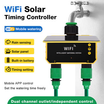 WiFi Solar Timing Controller Smart Irrigation Watering Timer 1/2 Zone Automatic Irrigation Controller System for Garden Garden