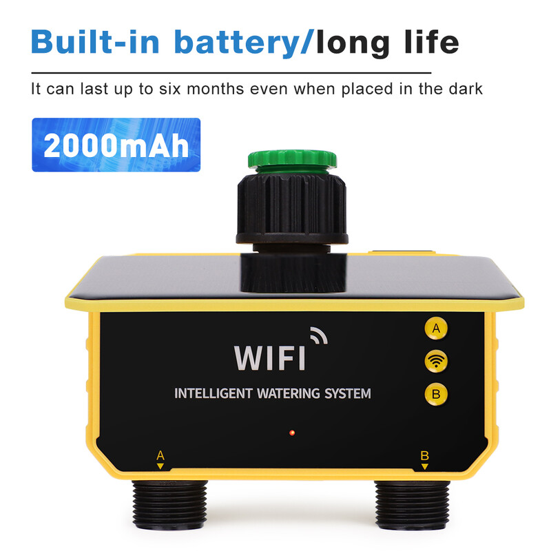 WiFi saules enerģijas laika kontrolieris viedais apūdeņošanas laistīšanas taimeris 1/2 zonas automātiskā apūdeņošanas kontroliera sistēma dārza zālienam